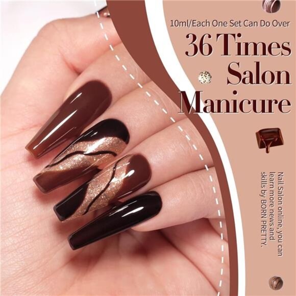 Fall & Winter Gel Nail Polish Set – Burgundy, Wine, Caramel, Coffee – 6PCS, 7ML - Picture 4 of 8